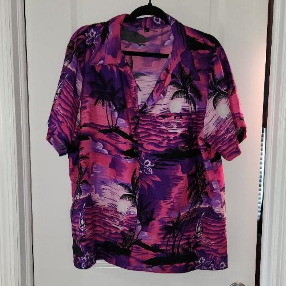KING KAMEHA women's purple casual shirt with surf palms